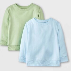 Toddler 2pk Crew Neck Sweatshirts - Light Green & Light Blue